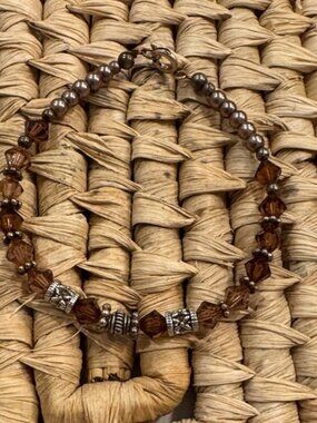 🌸Final price🌸Vintage  Brown faceted crystal Beaded Bracelet